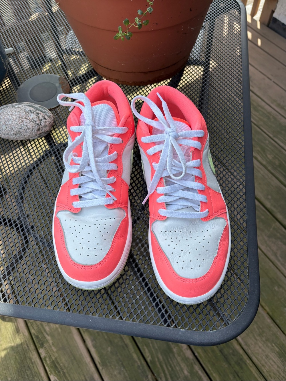 Jordan Low-Top Sneakers in Coral Pink and White